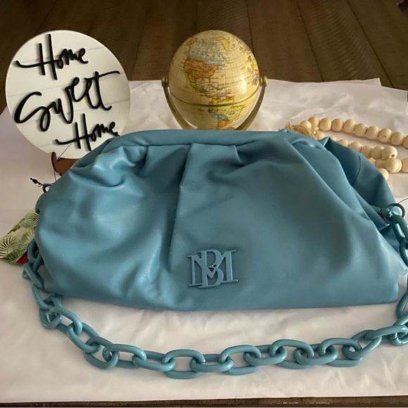 Leather Blue Chain Shoulder Bag (Bag Mischa) - Picture 1 of 10